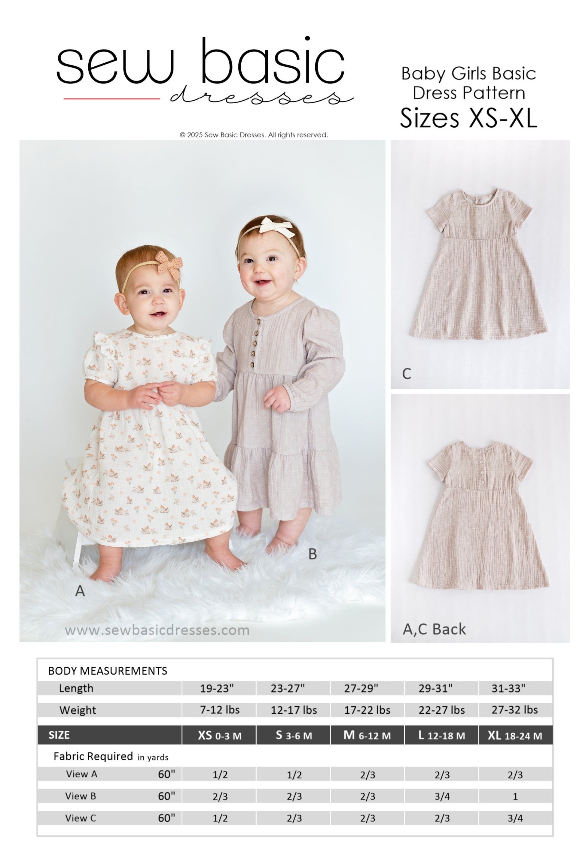 basic dress pattern Baby Girl Basic Dress Pattern - sizes 0-3m - 18-24m | baby & toddler |  ruffled baby dress | button closure