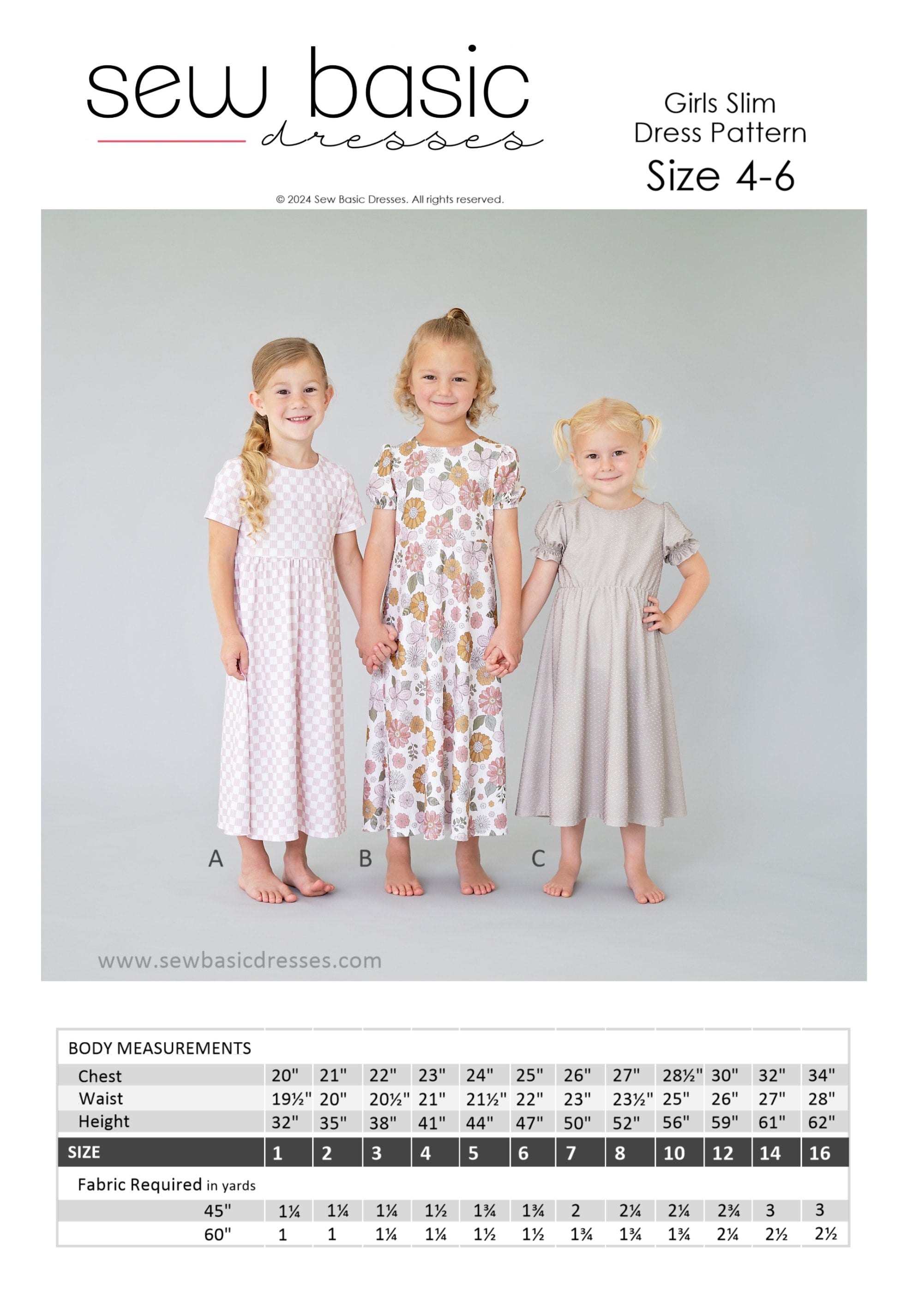 Sew Basic Girls Slim Dress Pattern | Sew Basic Dresses